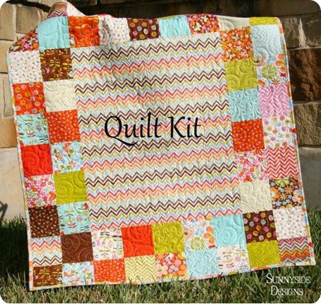 aqua and coral quilt kit