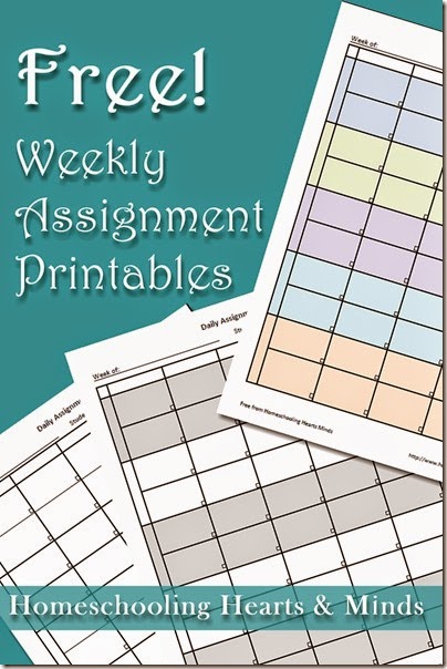 Free Weekly Assignment Printables at Homeschooling Hearts & Minds