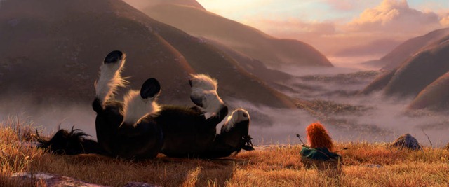 "BRAVE" (L-R) ANGUS and MERIDA. ©2012 Disney/Pixar. All Rights Reserved.