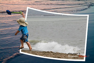 A boy jumping out of the frame