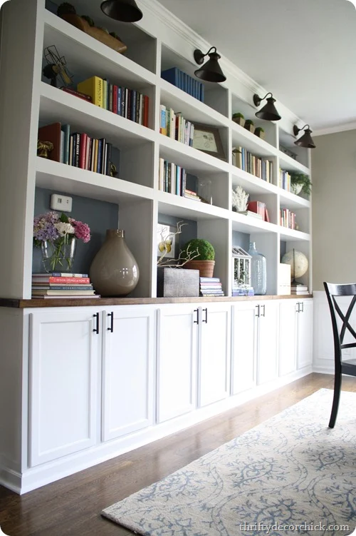 DIY built ins using cabinets as bases