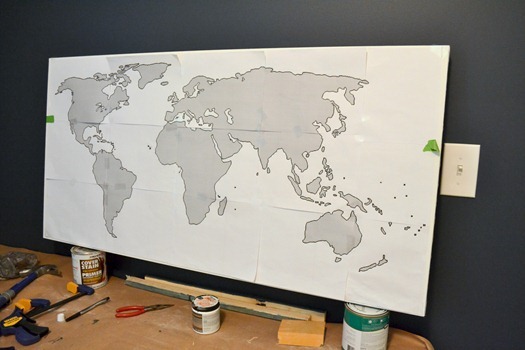 Step one of office map art