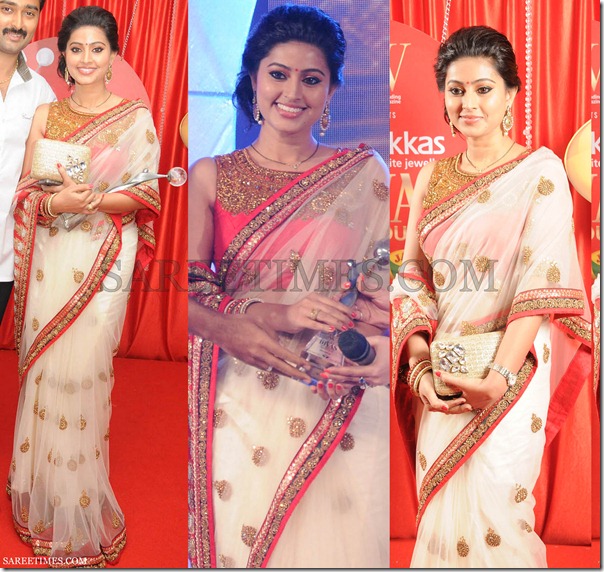 Sneha_White_Georgette_Saree