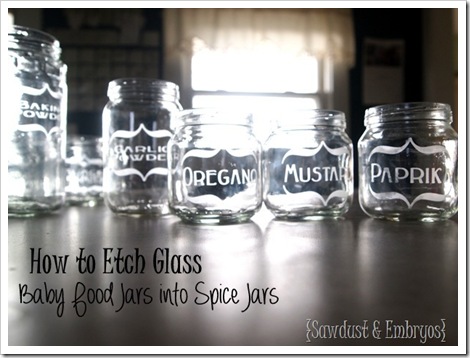 Etching Baby Food Jars for Spices