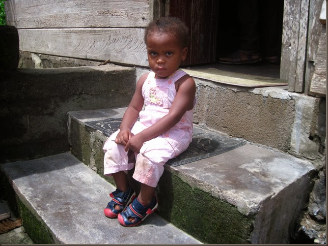 Little girl on steps