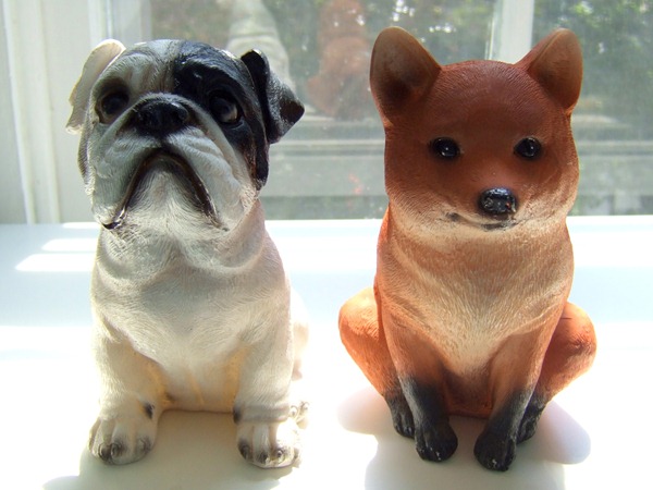 Plastic dog and fox Plastic dog and fox