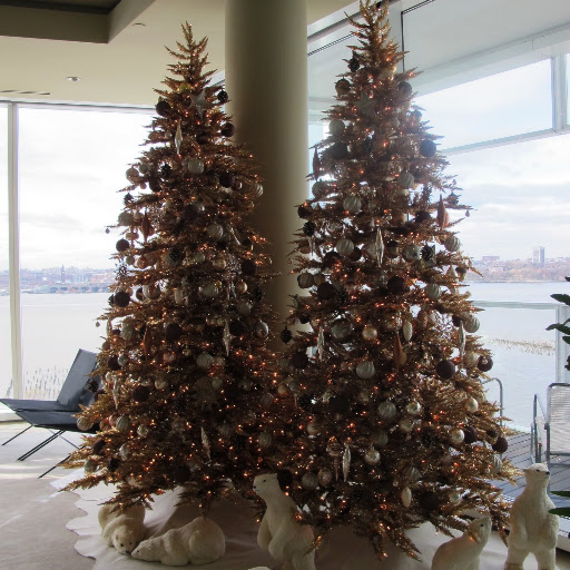The completed trees with the Hudson River behind them.