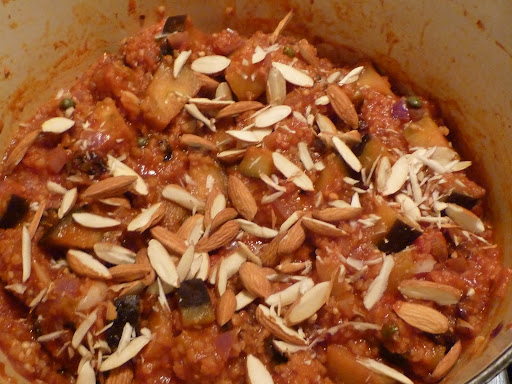 Add the almonds to the pan and stir to combine.