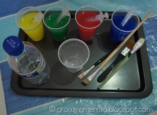 Tray for colour mixing and fine motor skill Tray for colour mixing and fine motor skill