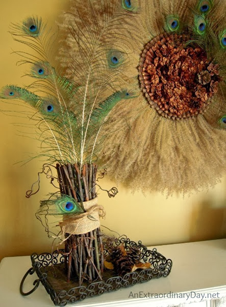 Stick-Vase-filled-with-Peacock-Feathers-Pampas-Grass-Wreath-AnExtraordinaryD