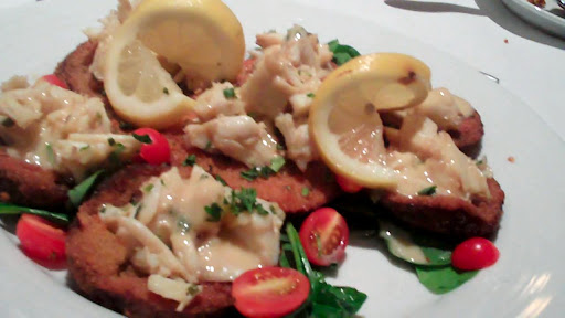 Gulf Blue crab on eggplant with lemon butter sauce