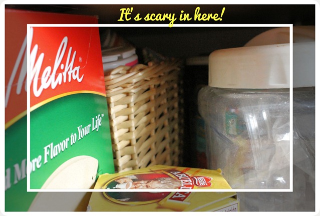 kitchen pantry clutterd mess