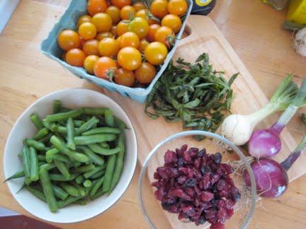 The deliciously fresh ingredients for the bean salad.