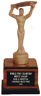 His 1976 World Pro Champion trophy at the Hang Ten Championships in Carlsbad.