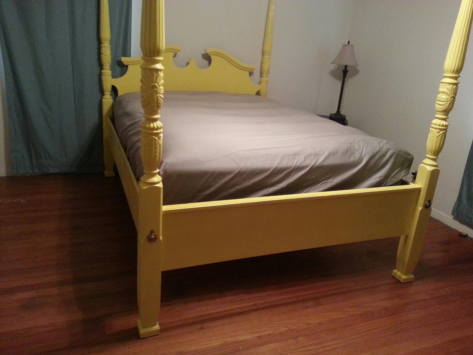 Little things from a mostly SAHM Yellow Four Poster Bed MakeOver!