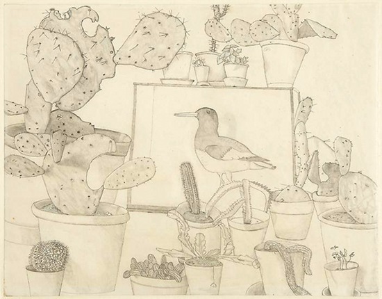 Lucian Freud - Cacti and Stuffed Bird 1943