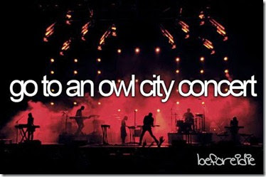 Bucket List - Go to an Owl City Concert