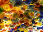 A ceiling of blown-glass flowers at the Bellagio.