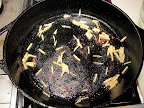 The potatoes and scallops came out, and the ginger went in.