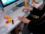 Here, Naomi making a marshmallow bunny ribbon. Here, Naomi making a marshmallow bunny ribbon.