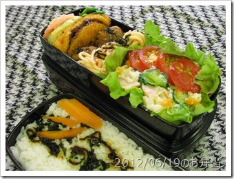 冷凍食品とポテトサラダ弁当(2012/06/19)
