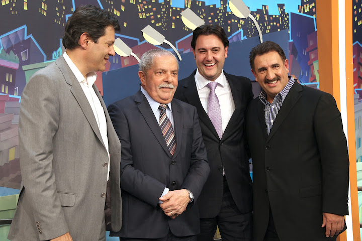 Haddad, Lula, Ratinho Júnior (deputado federal pelo PSC/PR) e Ratinho. Foto: Heinrich Aikawa/Instituto Lula