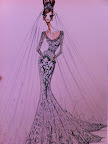 For Kate's dress, he would just add more embroidery for increased drama -- this sketch illustrates the final look.