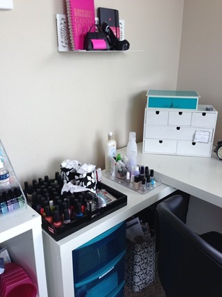 IKEA MALM desk - I use the extension as my nail polish station
