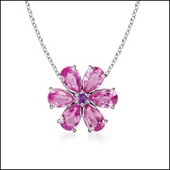 Pear Pink Sapphire Flower Pendant