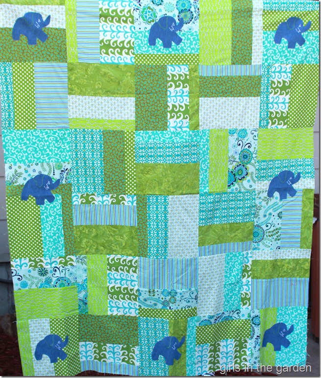 blue and green quilt