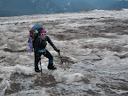 Up to the edge of the crevasse.