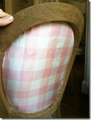 Pink on back of chair looking a little haggard