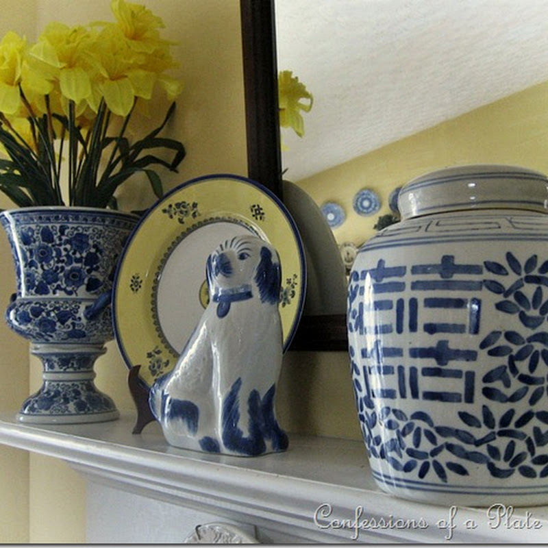 Springy Blue and Yellow Mantel