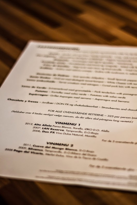 Menukort på Tapasbaren i København - Mikkel Bækgaards Madblog