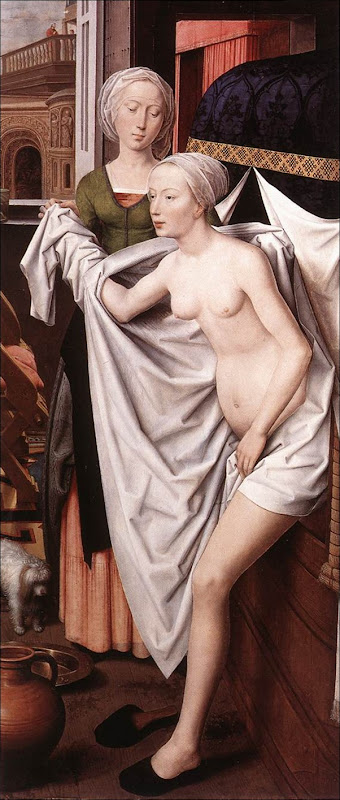 H.Memling, Bethsabée sortant du bain