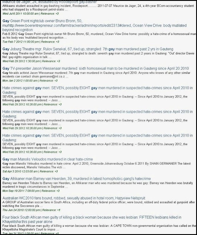 HOMOPHOBE HATE CRIMES LOGGED ON FARMITRACKER FEB 2012 UPDATE