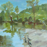 Die Sieg bei Hennef, 50 x 70 cm, Öl auf Leinwand, Copyright 2011 by O. Weinreich
