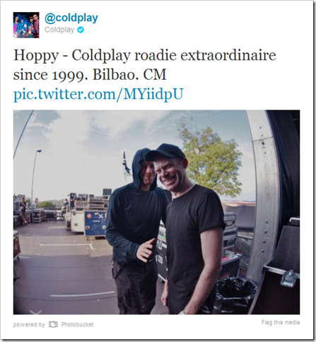 Twitter - @coldplay- Hoppy - Coldplay roadie ex ... 