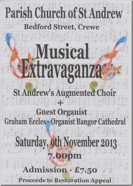 Musical Extravaganza - Parish Church of St Andrew Crewe - Sat 9 Nov 2013