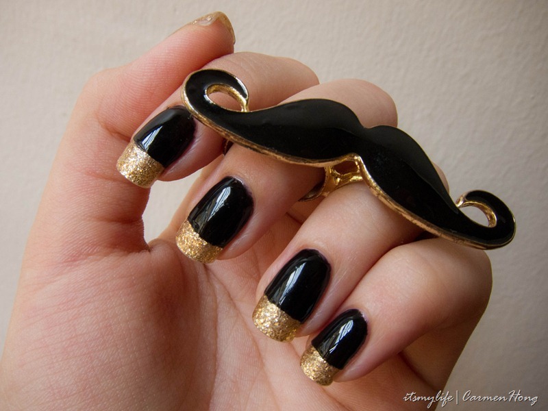 Black and Gold Masculine Nail Art - wide 9