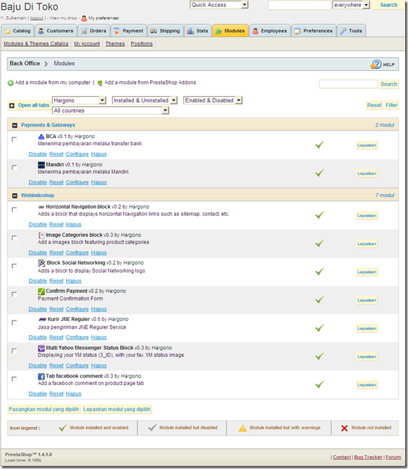 screenshot PrestaShop™ Admin-panel