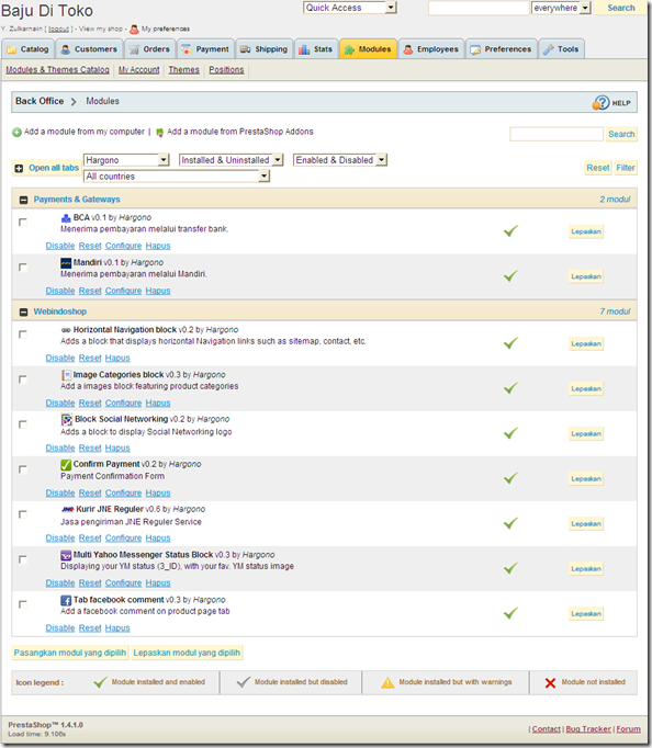 screenshot PrestaShop™ Admin-panel screenshot PrestaShop™ Admin-panel