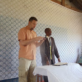Steve teaching the Bible study, translated by Pastor Zozi