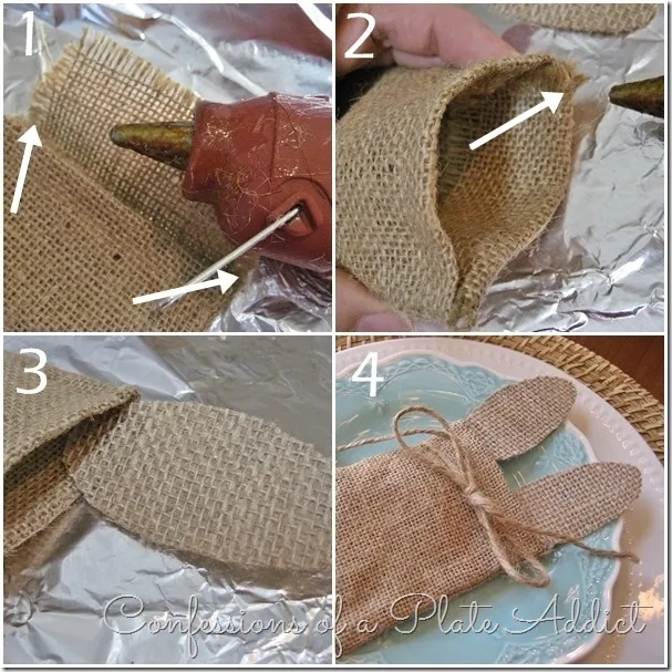 CONFESSIONS OF A PLATE ADDICT No-Sew Bunny Ear Silverware Pocket Tutorial