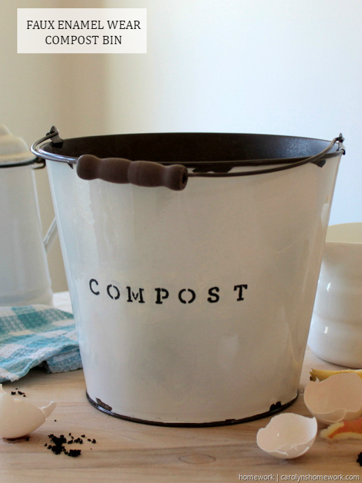 DIY Faux Enamel Ware Compost Bin - homework ~ carolynshomework (2) DIY Faux Enamel Ware Compost Bin - homework ~ carolynshomework (2)