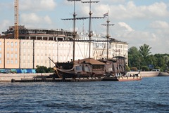 St. Petersburg, Russia - The Spit of Vasilievsy Island - Holland gave this boat to Russia, which is now a prestigious restaurant