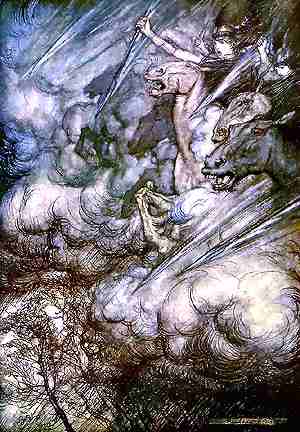 Valkyries Riding The Storm, Asatru Gods And Heroes