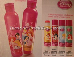 Shampoo, condicionador e brilho labial Princesas