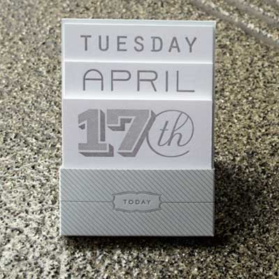 A little reminder, so you can stop asking yourself what day it is. Perpetual Calendar, $28, etsy.com/shop/orangebeautiful [photo courtesy of orangebeautiful]