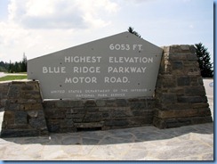 0597 North Carolina, Blue Ridge Parkway - Richland Balsam Overlook - Highest Elevation Blue Ridge Parkway Motor Road sign